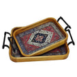 Persian Red Rug Style Wooden Serving Tray (Set of 2)