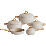 Aluminum Non Stick Cookware Set 9pcs Cream