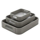 PU Leather Serving Tray Grey (Set of 3)