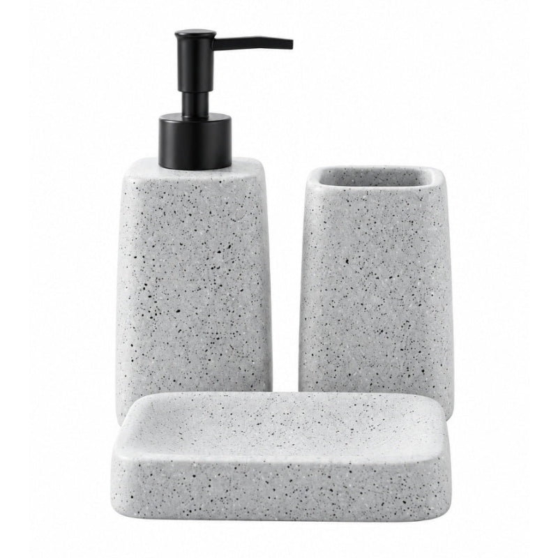 Ceramic Bathroom Set Stone Grey (Set of 3 Pcs)