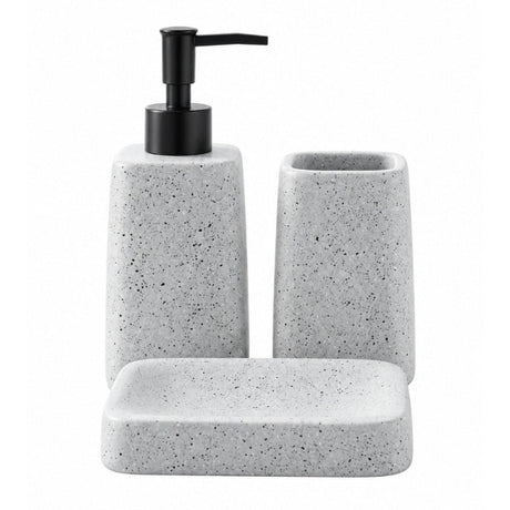 Ceramic Bathroom Set Stone Grey (Set of 3 Pcs)