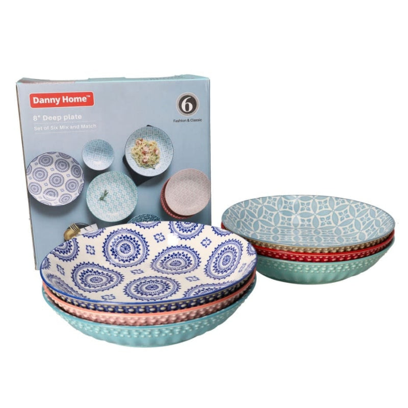 Bohemian Porcelain Pasta Bowl 8" (Set of 6 Pcs)