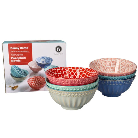 Bohemian Porcelain Cereal Bowls 6" (Set of 6 Pcs)