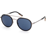 Zegna Men's Sunglass Shiny Light Ruthenium/Blue