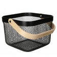 Mesh Stainless Steel Square Storage Basket With Handle Black