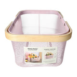Mesh Stainless Steel Rectangular Storage Basket With Handle Pink