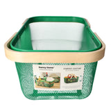 Mesh Stainless Steel Rectangular Storage Basket With Handle Green