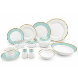 Dinner Set White & Turquoise (47pcs Set)
