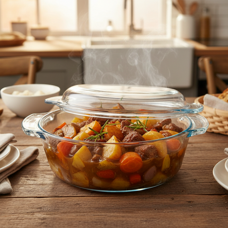 Glass Casserole Dish With Lid 2.4L