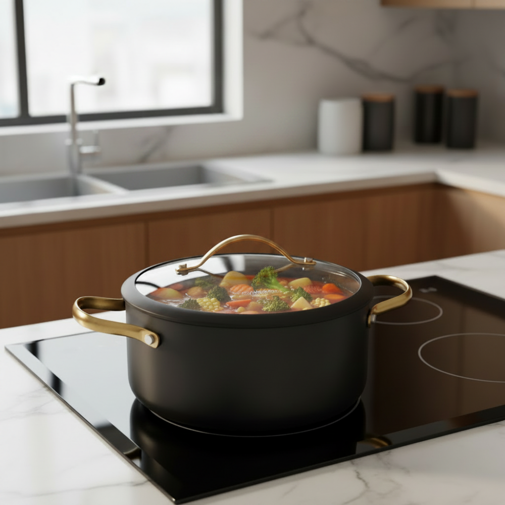 Non Stick Aluminum Casserole Pot 3.6L Black
