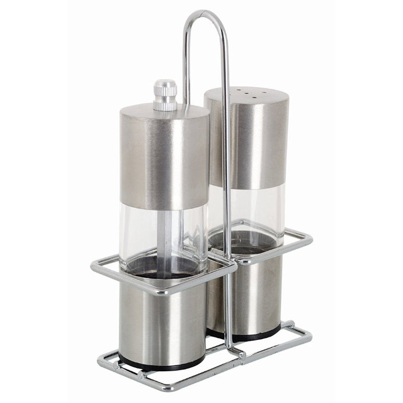 Salt & Pepper Mill With Stand Acrylic/Stainless Steel