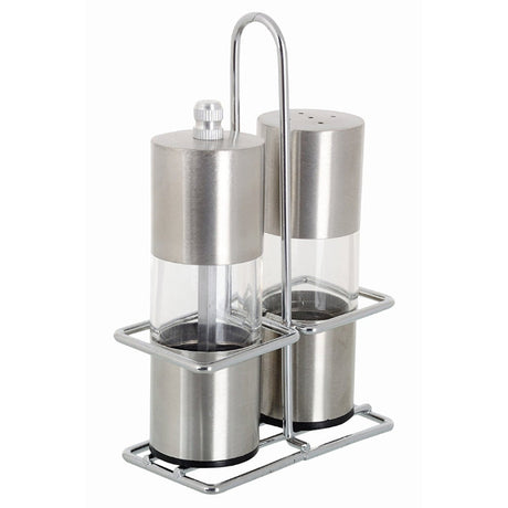 Salt & Pepper Mill With Stand Acrylic/Stainless Steel