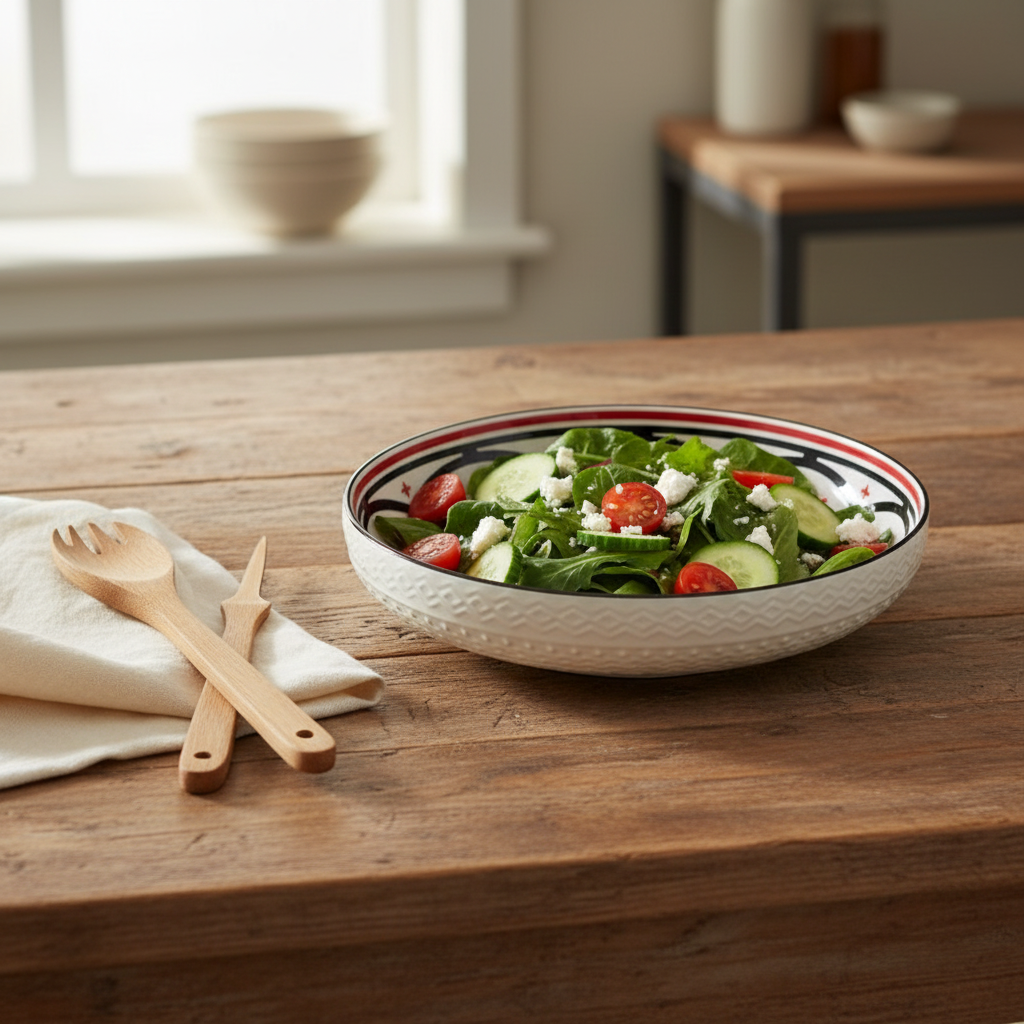 Bohemian Ceramic Deep Salad Plate 12"