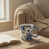 Floral Ceramic Coffee Mug Blue 450ml