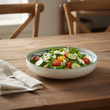 Bohemian Ceramic Deep Salad Plate 12"