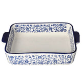 Square Porcelain Baking Dish Blue Floral 11"