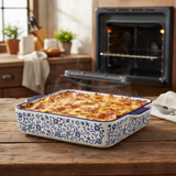 Square Porcelain Baking Dish Blue Floral 11"