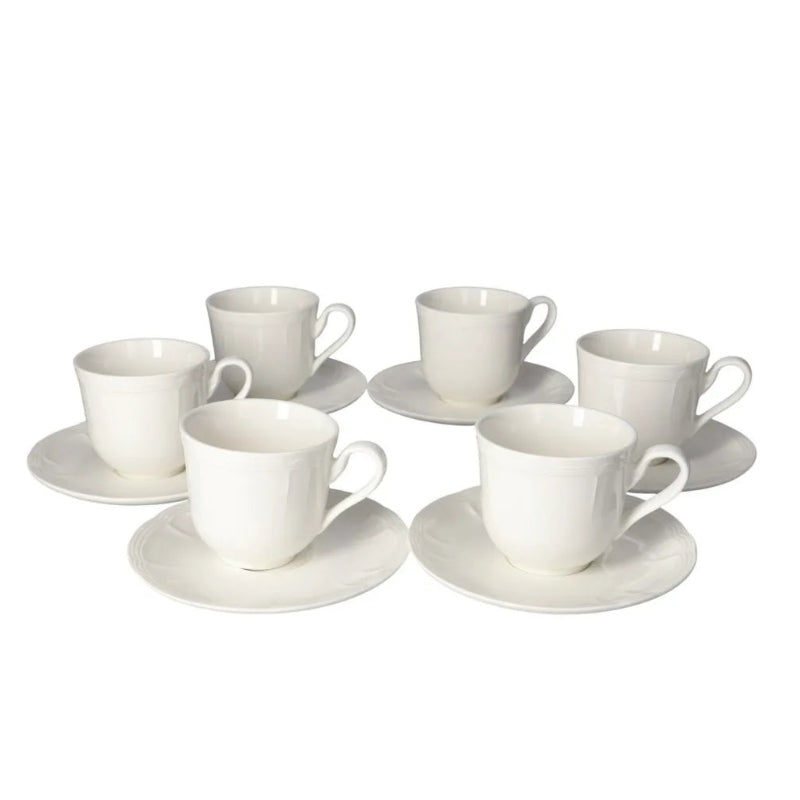 Ceramic Cup & Saucer White (Set of 6)