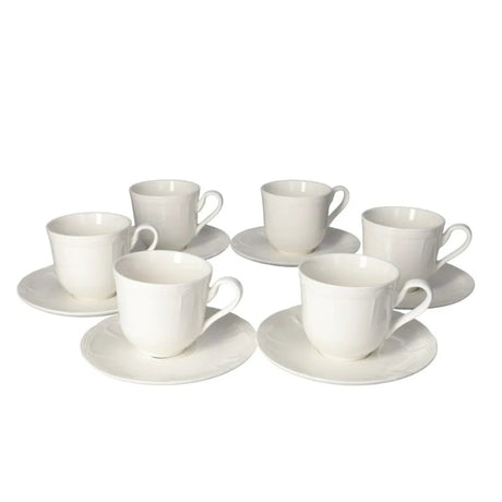 Ceramic Cup & Saucer White (Set of 6)