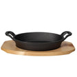 Cast Iron Sizzling Pan With Bamboo Base