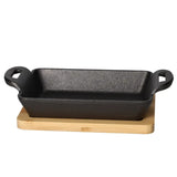 Cast Iron Sizzling Pan With Bamboo Base