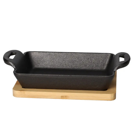 Cast Iron Sizzling Pan With Bamboo Base