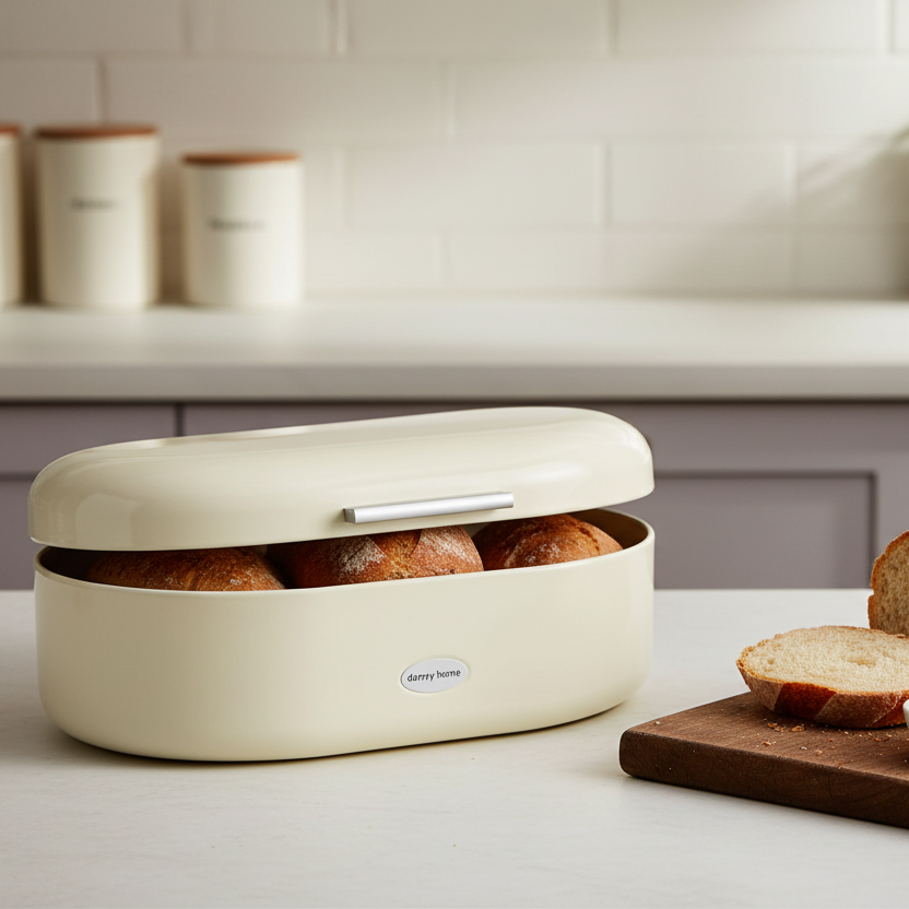 Stainless Steel Bread Box Cream 33cm