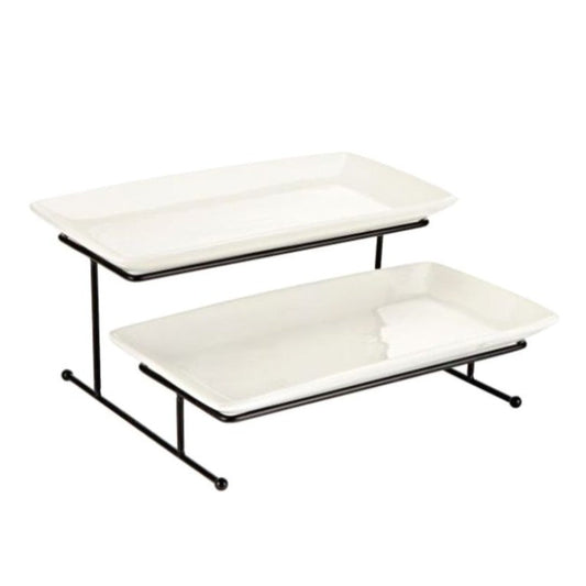 2 Tier Rectangular Serving Stand with Trays