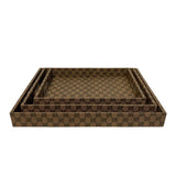 Faux Leather Serving Tray Chocolate Brown (Set of 3)