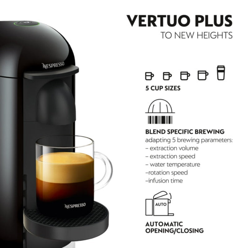 Nespresso Vertuo Plus Coffee Machine Round Head Black by JB Saeed