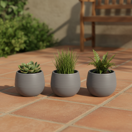 Water Reserve pots 6 cm anthracite Set of 3