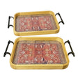 Persian Red Rug Style Wooden Serving Tray (Set of 2)
