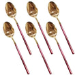 6pcs Table Spoon Red & Gold