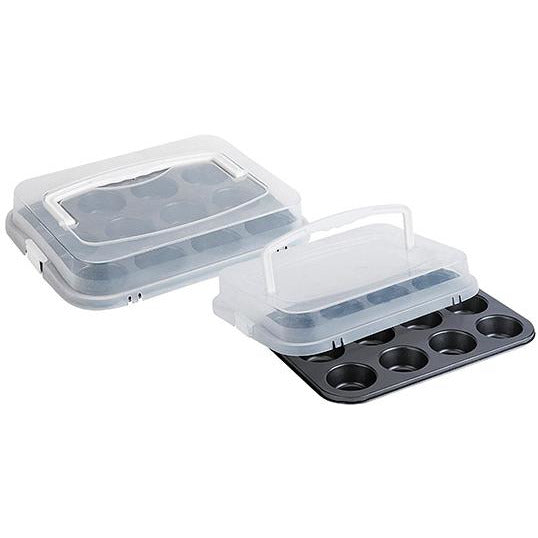 Muffin Pan 12 Cups With Lid Day Brand Carbon Steel Black