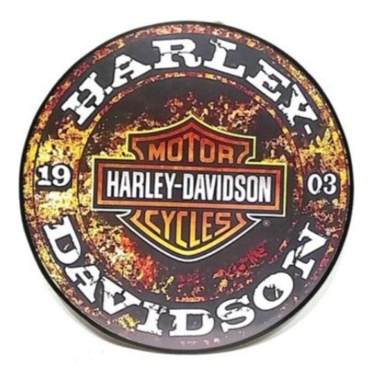 Harley Davidson Hanging Wooden Frame Round