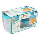 Air Tight Plastic Jars Blue Set of 3