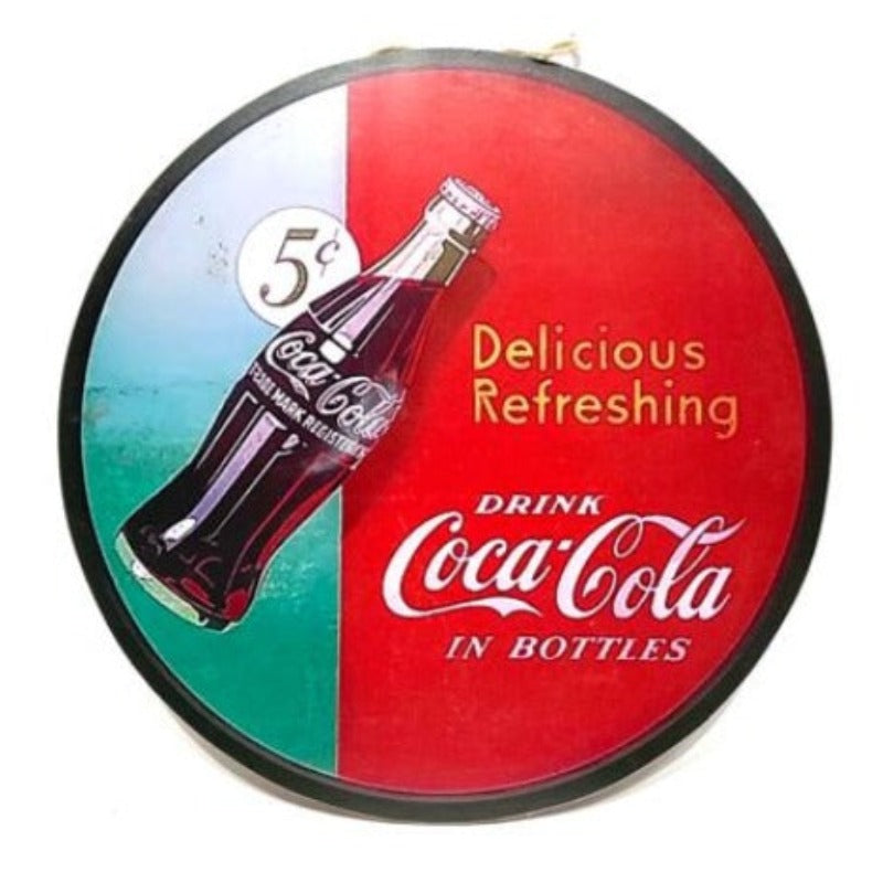 Coca Cola Hanging Wooden Frame Round