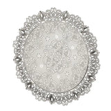 Round Serving Tray Silver Motif