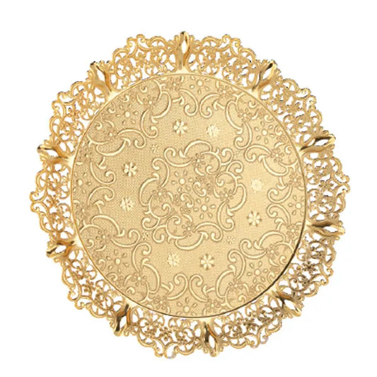Round Serving Tray Gold Motif