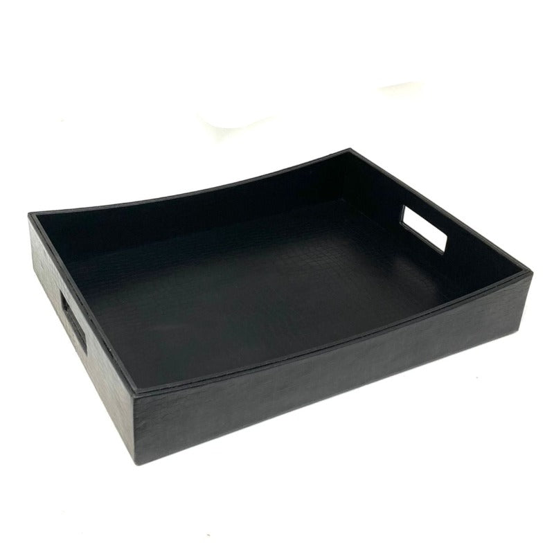 Faux Leather Serving Tray Black Snake (Set of 2) by JB Saeed Studio
