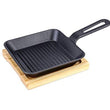 Cast Iron Grilling Pan Square with wooden base