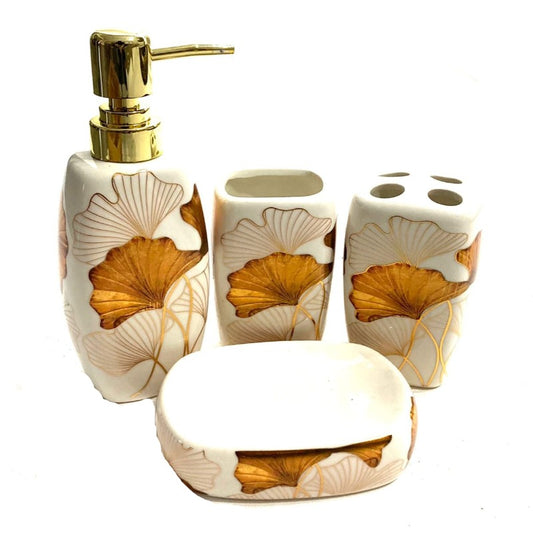 Bathroom Set Flora White (Set of 4Pcs)