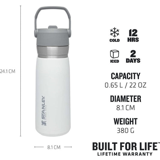 Flip Straw Water Bottle 0.65L White