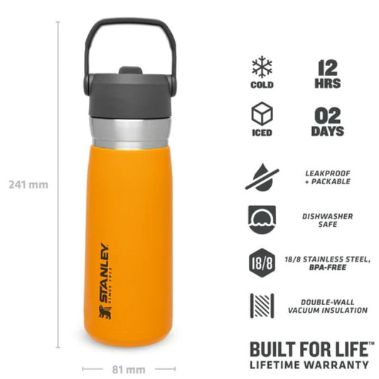 Flip Straw Water Bottle 0.65L Orange