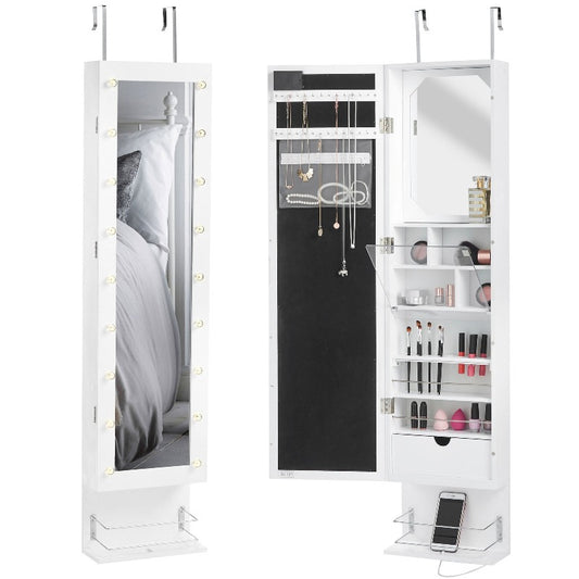 Wall Mounted Mirror Cabinet White With LED Lights