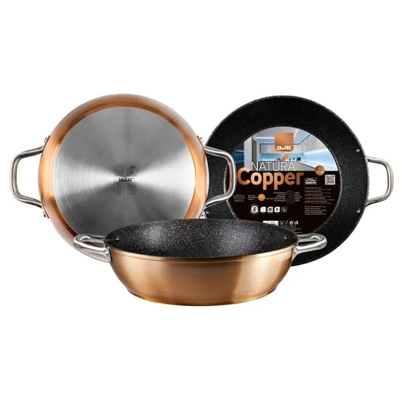 Deep Frypan Copper with handle 32cm