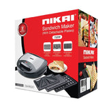 Nikai Sandwich Maker With Detachable Plates, 750W