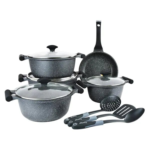 Essential 12 Pieces Cookware Set Black