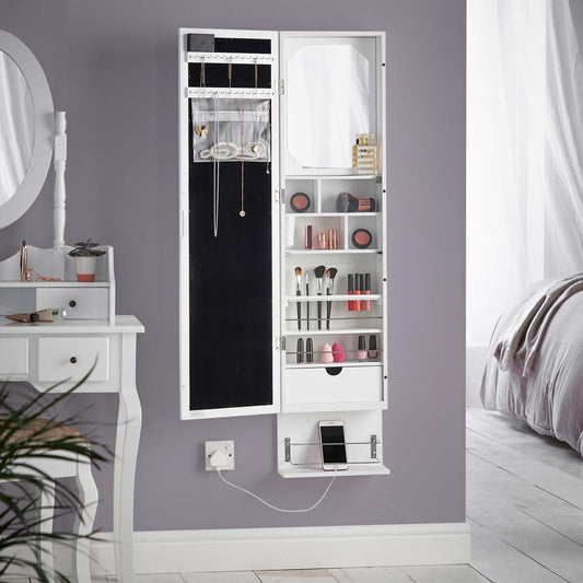 Wall Mounted Mirror Cabinet White With LED Lights
