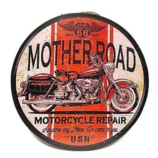 Mother Road Hanging Wooden Frame Round